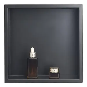 VEVOR 13x13x4 in Wall Recess Shower Niche, Heavy-Duty Stainless Steel Bathroom Organizer Supplies, Sealed Waterproof Soap Storage with Drip Protection, Durable Easy-Install Black Bathroom Organizer
