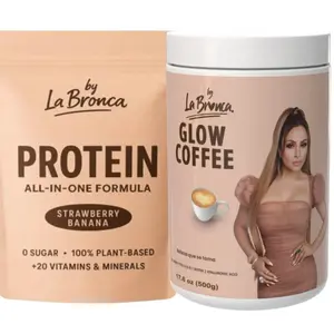 La Bronca Sip & Shine Wellness Duo Collagen Glow Coffee +  Protein All in One strawberry banana flavor Essential Minerals Supplement Hair Growth Vitamins Natural Beauty
