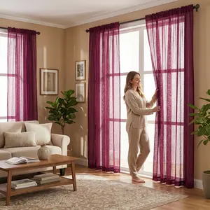Summer Vibes, 34x95 Inch 4pcs Sheer Curtains for Living Room Bedroom Linen Sheer Curtains, Rod Pocket Luxury Black Out Curtains for Windows Apartment L21