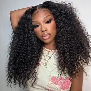 [250% Density] Megalook 13x6 Glueless Lace Frontal Wig Deep Curly Pre-Everything Put On Go Wig Natural Hairline Tiny Knots HD Lace Skin Melted With Drawstring