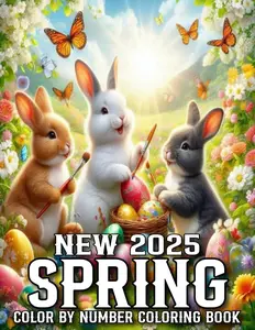 2025 New Spring Color By Number Coloring Book: 2025 New Spring Color By Number Coloring Book of Birds, Butterfly, Landscapes, Flowers, Animals