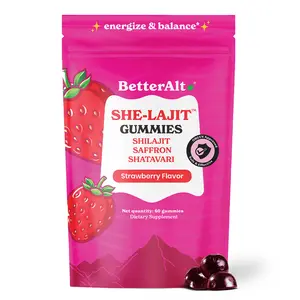 BetterAlt Women SHE-Lajit Gummies | For Energy & Hormonal Balance | Himalayan Shilajit, Shatavari & Saffron | OBGYN Recommended | 60 Gummies