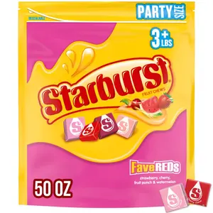 Starburst`Fruit Chews Candy - FaveREDS STARBURST Candy Bulk, Party Size Bag, 50 oz, Pack of 1
