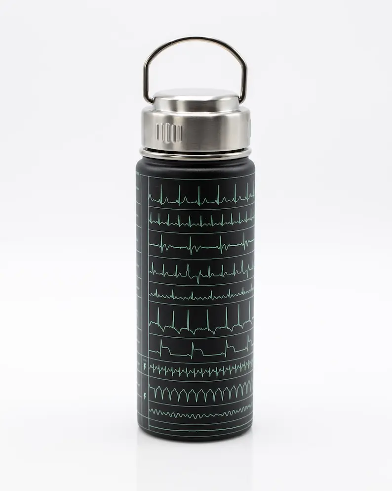Heartbeat Stainless Steel Travel Mug | Metal Insulated Water Bottle, Nurse Travel Mug, Medical Student Gift, Biology Gift