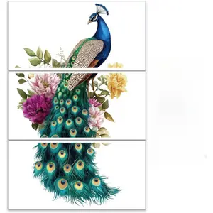 3Pcs/Set Big Peacock Rub on Transfers for Furniture and Crafts 12x6 Inch Peacock Flowers Furniture Decals Decor Animal Transfer Stickers with 1pc Scraper for Scrapbook Window DIY Home Decor