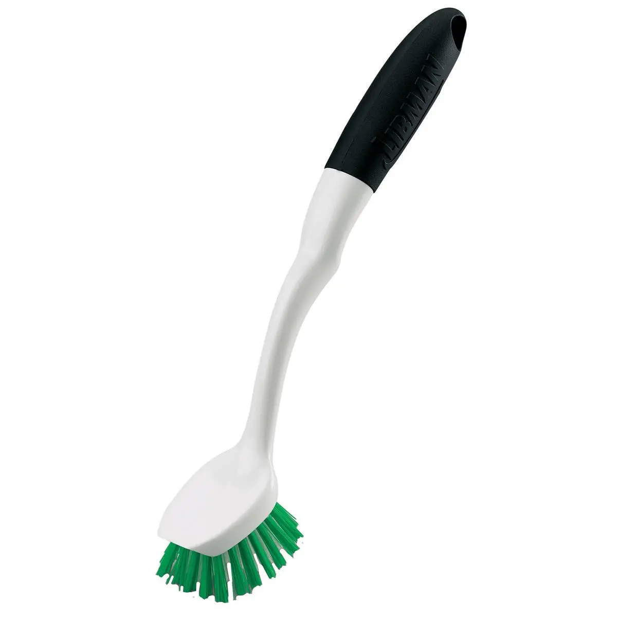 212 MAIN 8-in Hanging Hook Kitchen Cleaning Brush with Handle, Extra Durable Nylon Bristles, Built-in Scraper, Ergonomic Rubber Grip, Handheld Household Cleaning Tool, 8 Inches