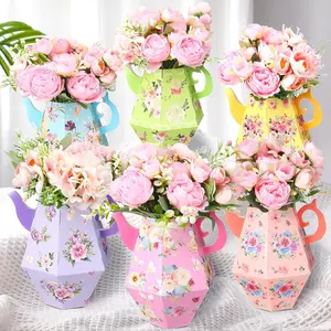 Elegant Floral Teapot Centerpiece, Afternoon Tea Gift, Decorative Item, Perfect for Princess Parties, Chahu Model Paper Product