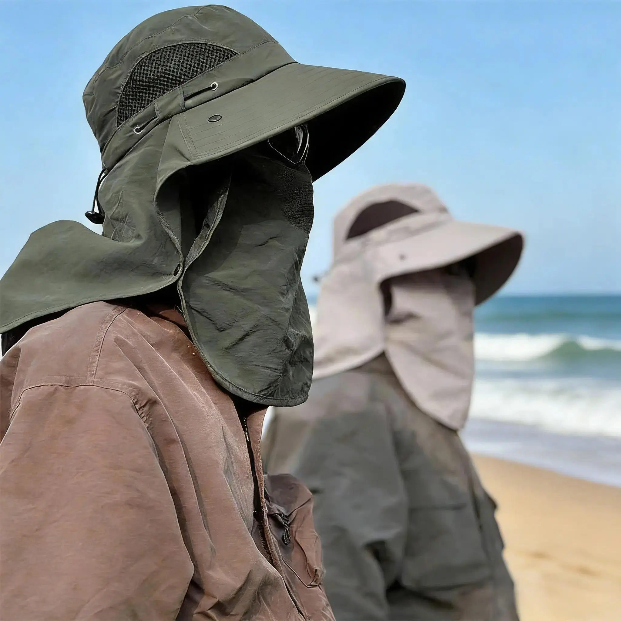 Spring/Summer Fisherman's Hat Detachable Outdoor Fishing Face Covering Neck Protection Sun Hat