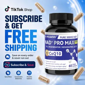 HIILEATHY NAD+ Pro Max | Classic Daily Formula | 300mg Natural Nutrient Mix of NAD+, CoQ10, Resveratrol & Veggie Extracts Brain Health Supplement Antioxidant Supplement