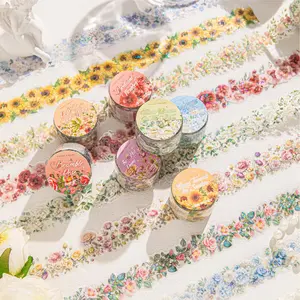 Flower Pattern Washi Tape, 1 Roll Colorful Self Adhesive Decorative Tape, DIY Decorative Tape for Scrapbooking, Journaling, Gift Wrapping, Scrapbook Materials