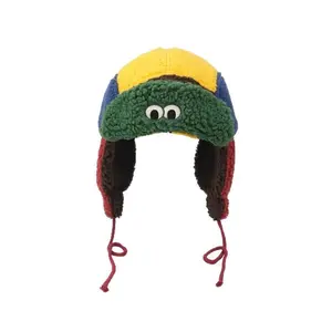 Whimsical Puffer Frog Lamb Fleece Aviator Hat, Warm Polyester Fiber Trapper Cap, Universal for Adults, Ideal for Winter Outdoor Sports