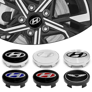 4pcs 3D ABS 56mm 60mm black/silver Car emblem Wheel hub Center Cap Aluminum sticker Badge Auto Styling accessories For Hyundai i10 i30 i20 i40 IX35 Sonata Santa Fe Accent Tucson Elantra Creta Kona Genesis Equus Coupe Azera ioniq N Line Decoration Auto Acc