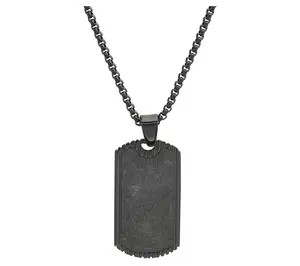 Steel By Design Men's Black Dog Tag Pendant w/Chain