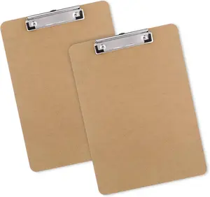 Wood Clipboards Set of 2, Letter Size Hardboard Clip Board 8.5x11 for Classroom, Students, Kid, A4 Standard Size 9" x 12.5" with Low Profile Clip, Office & School Supply