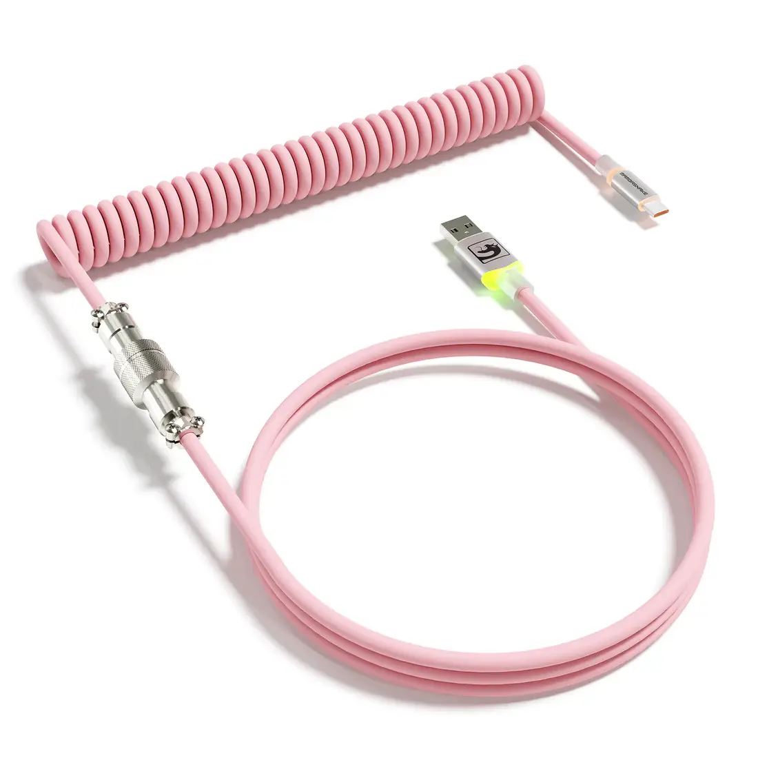 MAMBASNAKE C01 Ultra RGB Coiled Keyboard Cable - Coiled USB C Cable, RGB, Pro Custom Double-Sleeved, Type-C to USB-A, TPU Material, Detachable 4-Pin Aviation Connector, For Charging & Gaming