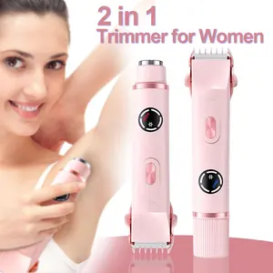 2 in 1 Hair clipper, electric hair removal device with LED light, 2 in 1 Electric head Shaver & Epilator, Painless Grooming for Intimate Area, Face & Body, Rechargeable Bikini Trimmer for Women