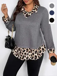 Plus Size Women's Casual Printed Two-Piece Shirt Blouse Set, Summer Fashion Top, Comfortable and Stylish Womenswear, Perfect for Daily Wear