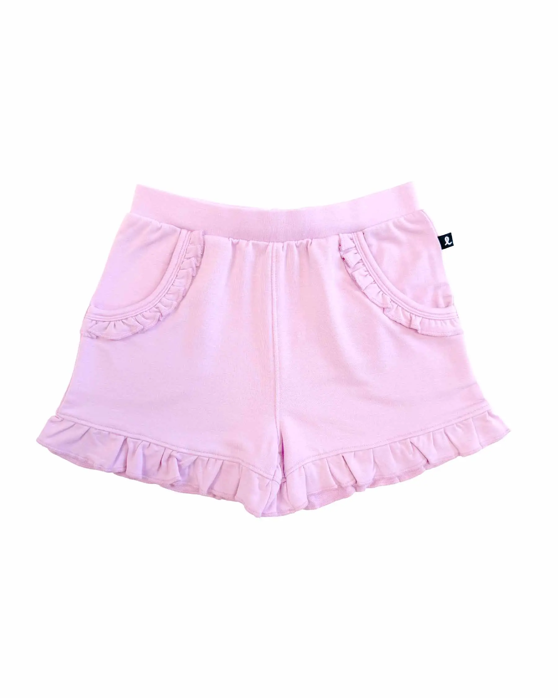 Women's Ruffled Terry Shorts - Short Length, Soft Terry, Solid Pink Women's Clothes Bottom, Ruffled Shorts, Layered Frilled Shorts