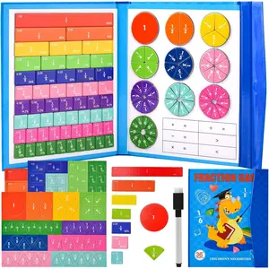 Fraction Game, Arithmetic Learning Toy, 10 Color-Coded Magnetic Fraction Calculation Game, Magnetic Fraction Tiles & Fraction Circles for Fraction Learning, Montessori Math Toy, Ages 7 and Up
