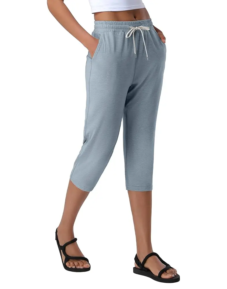 Pioneer Camp Women's Capri Yoga Pants Wide Leg Loose Stretch Athletic Sweatpants Causal Cropped Pajama Pants with Pockets