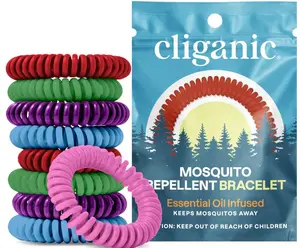 10 Pack Mosquito Repellent Bracelets for Adults & Kids (Rainbow Colors) - Natural DEET-Free Bands, Individually Wrapped