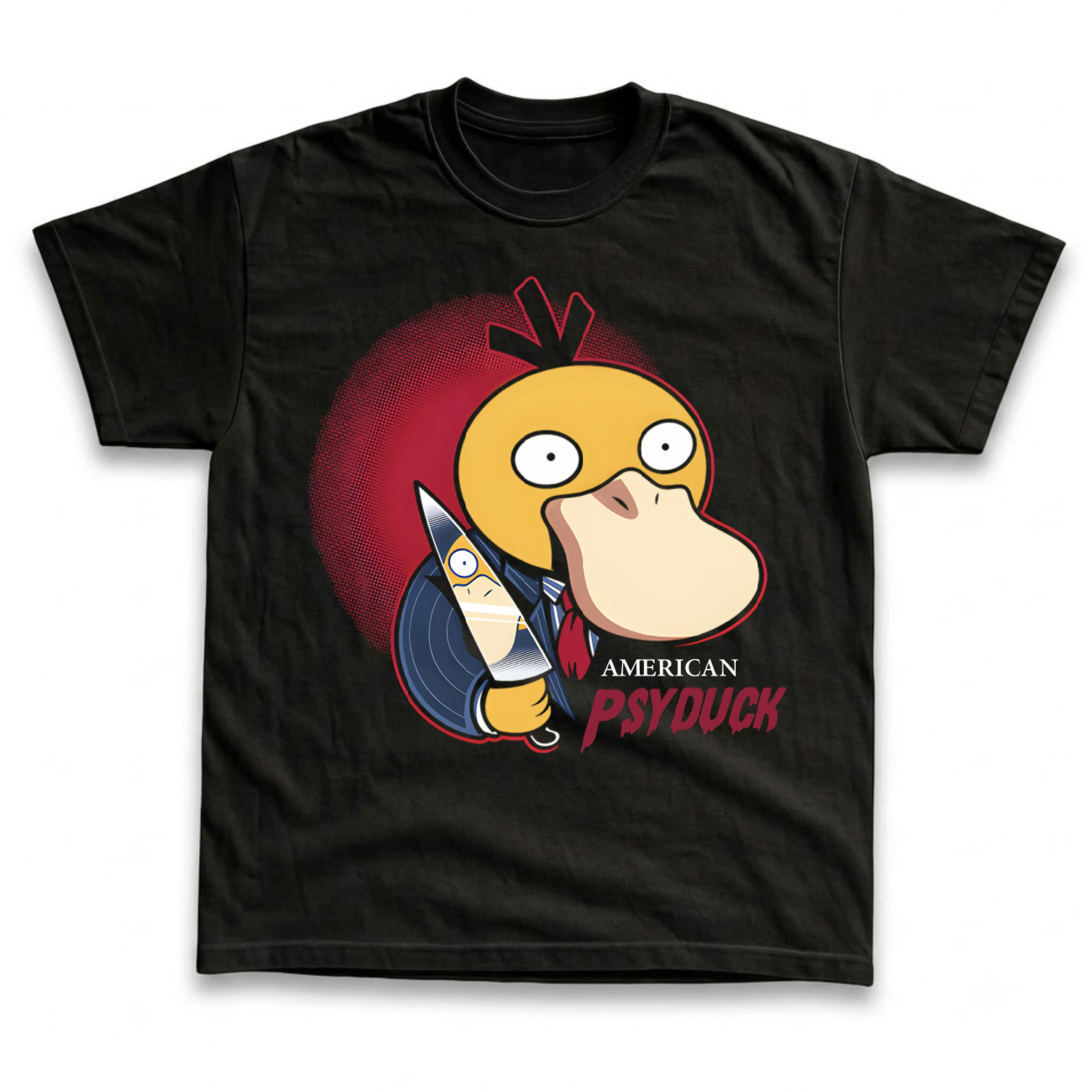 Men's and Women's T-Shirt, Vintage American Psyduckk Graphic Tee, Pokebon T-Shirt, Unisex Gift Manga Anime Tee, Gothic Grunge Y2K Emo Scene Amity Affliction Style Clothes Menswear Womenswear Streetwear