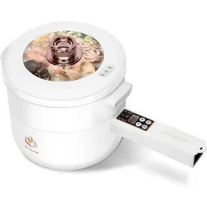 Drizzle Hot Pot Cooker Steamer 1.8L - Multifunctional Non-Stick Pan - Portable Ramen Cooker with Reservation & Overheating Protection - Suitable for Noodles Steak Eggs Pasta Oatmeal