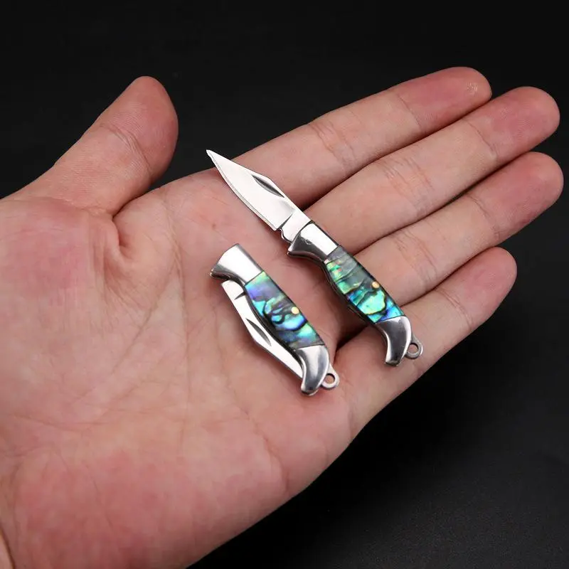 Mini Shell Folding Knife Pocket Keychain Portable Copper Folding Knife Outdoor Camping Practical Rescue Tool Hunting EDC Knife, Pocket Knife, Mini Knife, Men's Gift