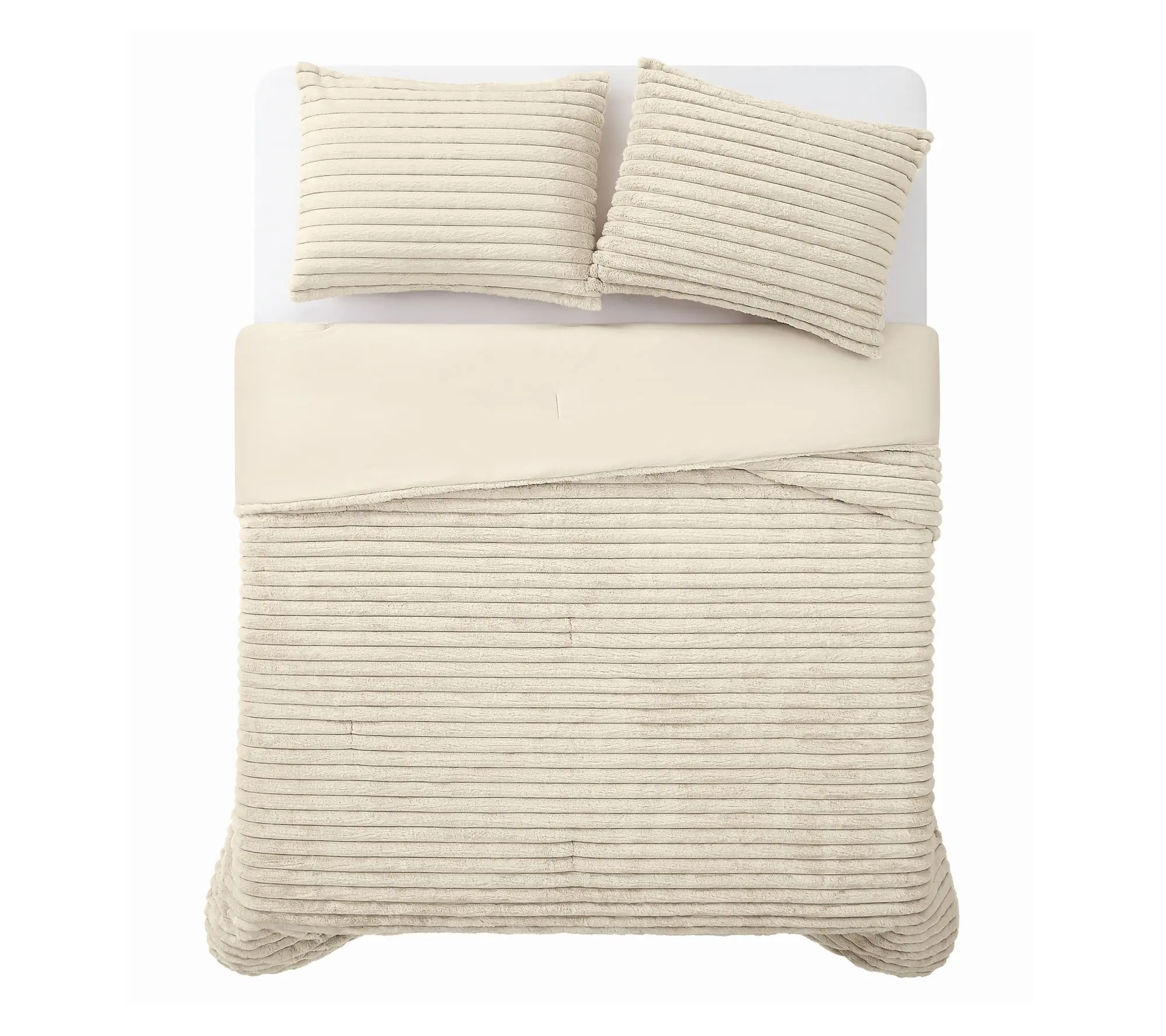 Frye Channel Faux Fur King Comforter Set