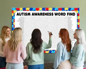 Autism Awareness Word Search Game, Giant Crossword Puzzle, Large Word Find, Gathering Activity Poster