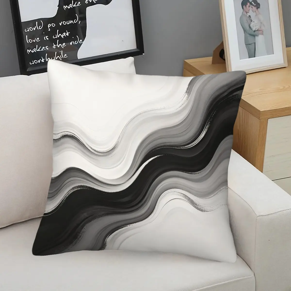 45x45cm 1PCS Abstract Fluid Ink Printed Throw Pillow, Creative Decorative Cushion, Home Decorative Cushion, Square Cushion, Polyester Fabric, Fade Resistant, All Season Use, Zipper Closure, Home Decor, Ideal Gift for Family and Friends