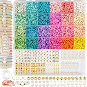 TEXGIZRLY 3mm Glass Seed Beads for Bracelet Jewelry Making 24 Colors Bracelet Making Kit for Adults DIY Friendship Bracelets Kits with Letter Beads