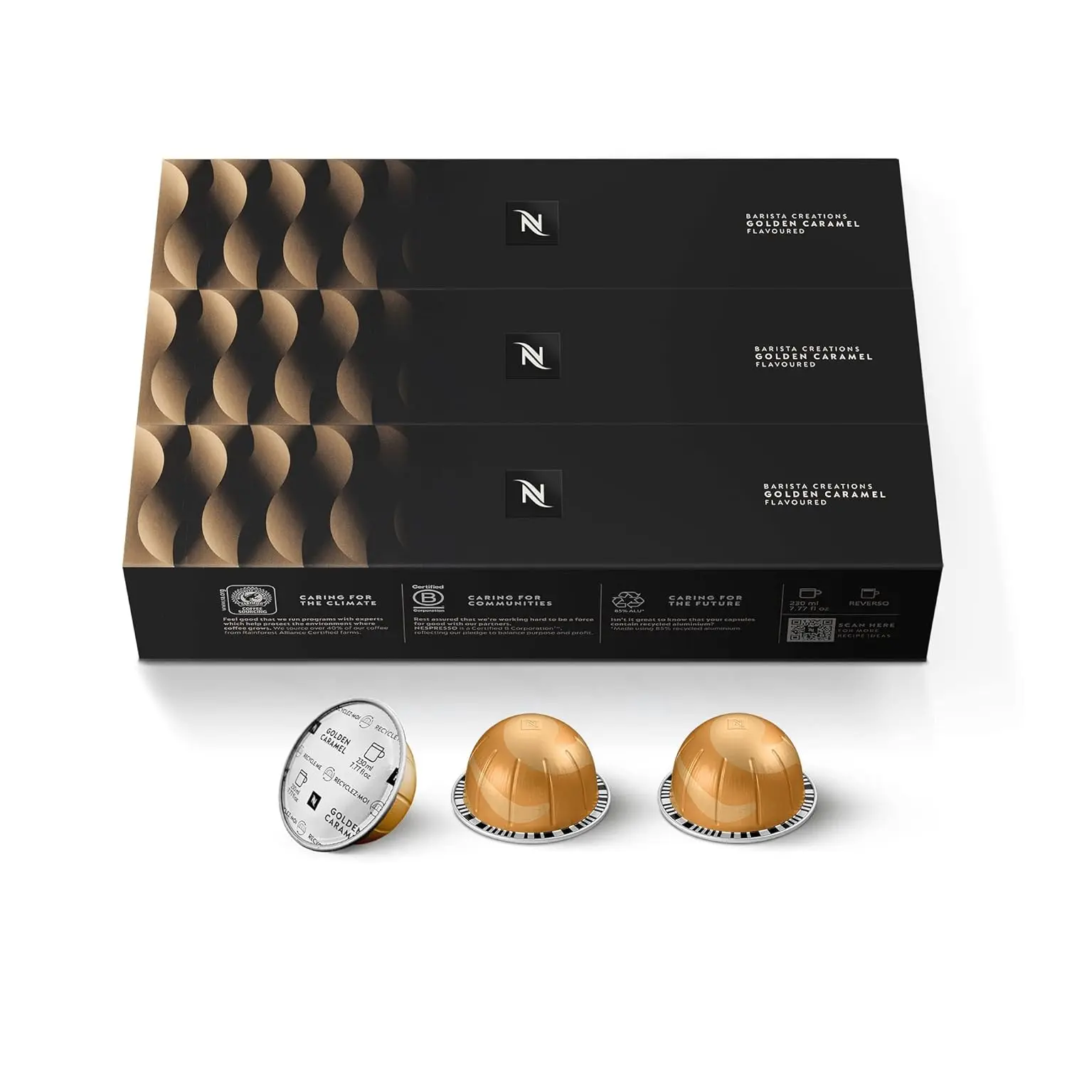 NESPRESSO Vertuo Espresso Coffee Capsules - Vanilla & Caramel Flavored, Medium Roast, Biscuit & Nutty Notes, 30 Count, 1.1 lbs, Brews 7.8 fl oz Beverages, Scented Milk Compatible, Cupboard Storage Suitable