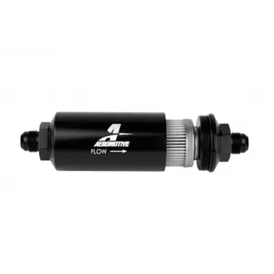Aeromotive Male AN-08 Stainless Steel Fuel Filter - Aluminum Body, High-Flow, O-Ring Seal, 100 Micron Filtration, Showcar-Ready Design