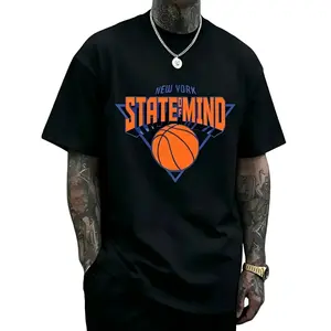 [Basketball Tee][Viral TikTok Shirt]New York State of Mind Basketball Graphic T-Shirt Unisex Cotton Casual Short Sleeve Crewneck Streetwear Tee For Basketball Fans & Streetwear Lovers & Trend SeekerVeranos Camiseta