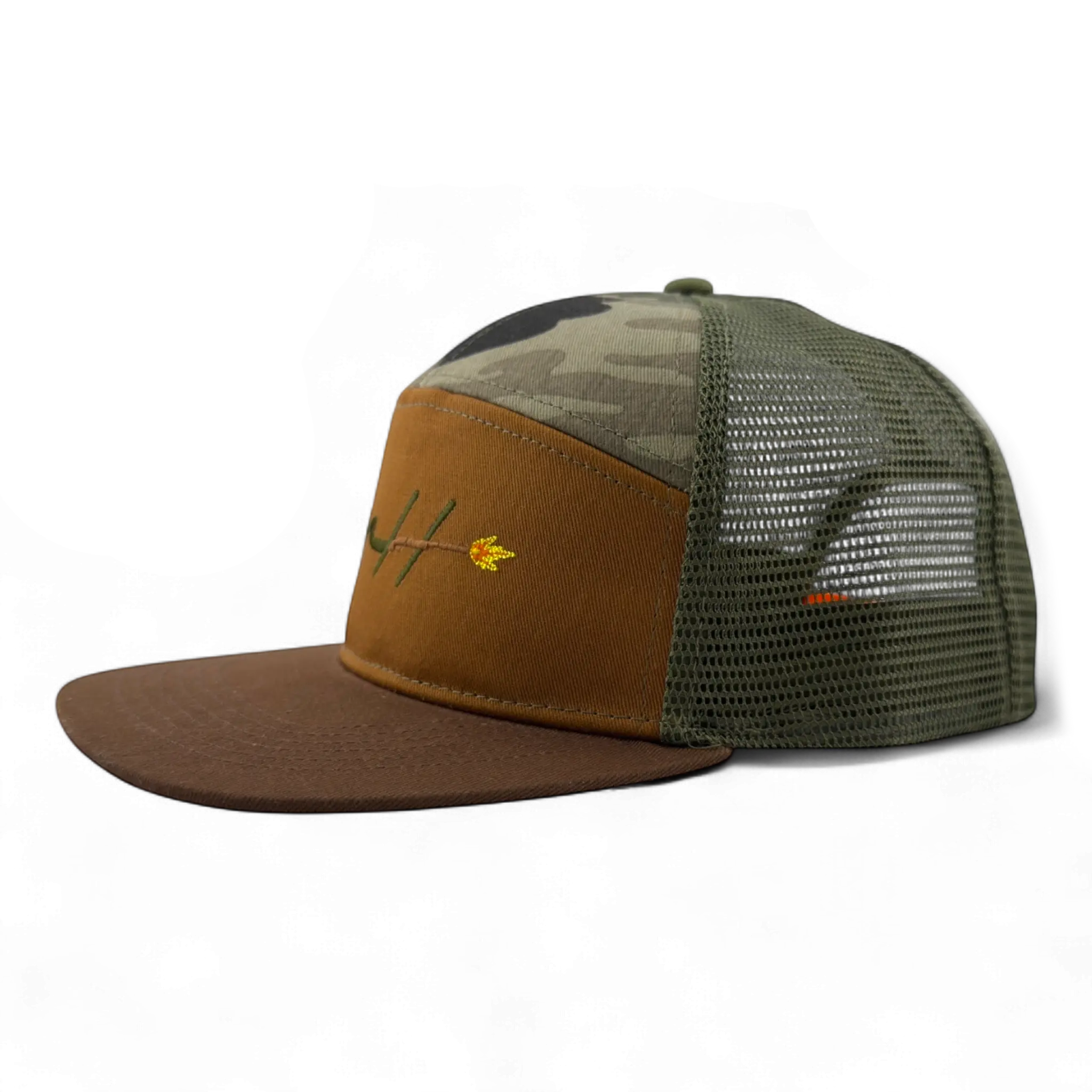 OMH 7-Panel Trucker Hat - Backwoods Blaze - Embroidery