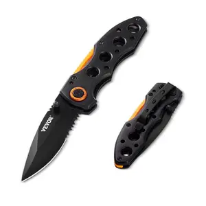 VEVOR Folding Pocket Knife, 3 in/7.6 cm 7Cr17Mov Blade, Aluminum Handle Small EDC Knife with Pocket Clip, Sharp Camping Survival Hiking Knife, 2.8 oz/0.08 kg Easy to Carry for Men Women Self Defense