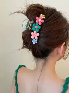 Candy-Colored Dopamine Flower Y2K Style Hair Clip, Sparkly Star Hair Claw, Boho Summer Hair Accessory, School & College Hair Clip