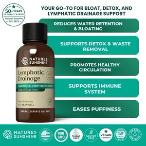 Nature's Sunshine Lymphatic Drainage Support Supplement - Herbal Extracts for Detox, Reduces Puffiness & Bloating