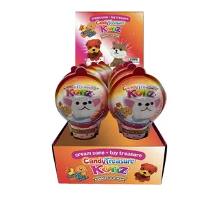 Candy Treasure Cookies & Cream Konz Tray of 10 Candy Cone Snacks with Collectible Surprise Toy Puppy for Birthday Party Favors & Holiday Gifting