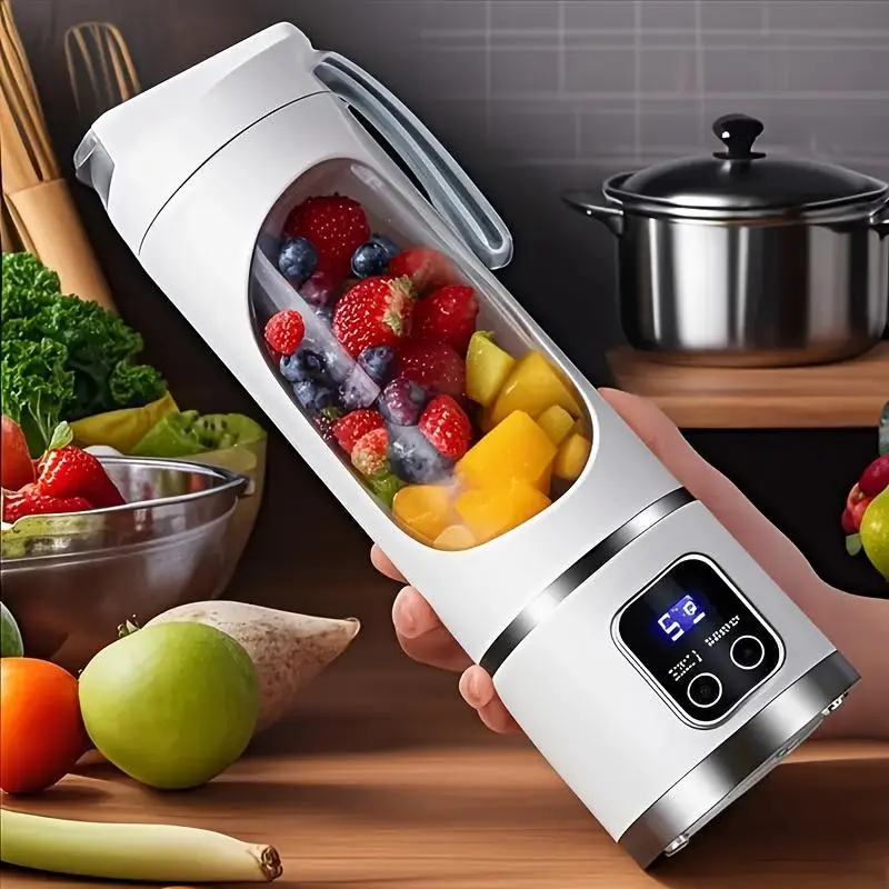 450ML Compact Personal Blender for Smoothies - Food Grade, Stainless Steel Blades, USB-Rechargeable Instant Smoothie Maker, Self-Cleaning Ice-Crushing Travel Device, Long Battery Life, Ideal Gift for Fitness Lovers (Gym Use)