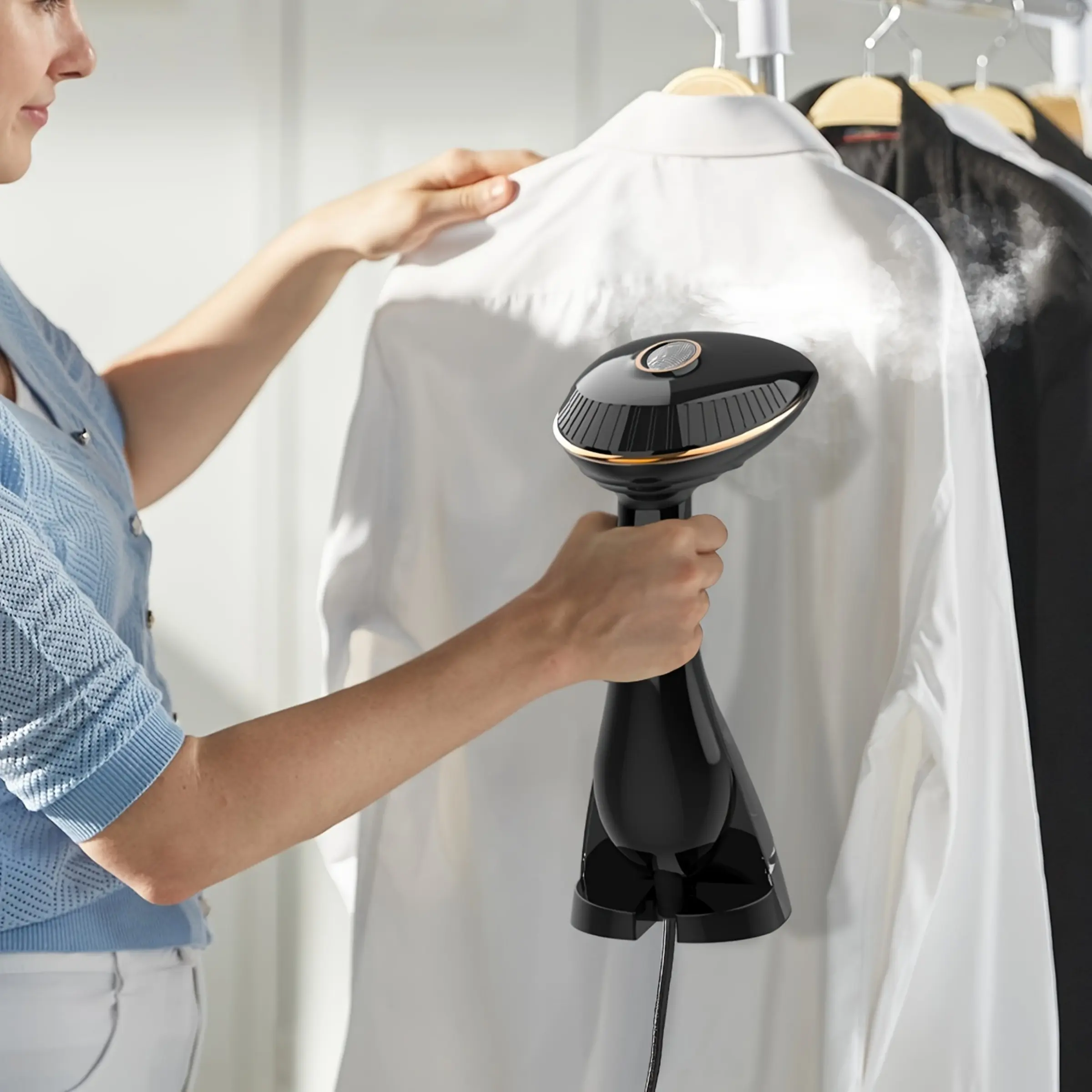 Handheld Steamer for Clothes, Handheld Fabric Steamer, Handheld Clothing Steamer, 1500W Portable Garment Steamer with 30s Rapid Heating and Powerful Steam, Auto Shut-Off, Foldable Design, Large 288ml/168ml Removable Tank for Home, Travel, Office