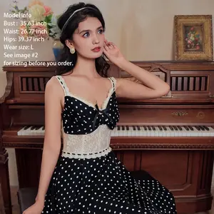 Vintage Spot Tea Corset Dress-LuminaVenus Dresses Anderson Dress Wedding  Curvy Prom Women Black Lace Addison Party Wedding Guest Ladies Clothes Formal Adjustable Aesthetic