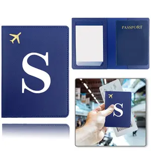 Letter Pattern PU Leather Passport Holder, Travel Document Holder, Portable Travel Wallet, Travel Accessories, Lightweight Design Durable Protective Cover Case for Air Ticket Vaccine Card
