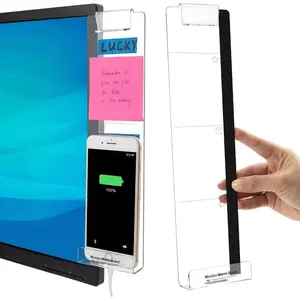 Computer Monitor Side Panel, 2 Counts Transparent Creative Monitor Side Panel with Sticky Note Holder, Desk Accessories for Home Office, Desk Organizer Tidy