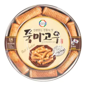 SURASANG Korean Black Sesame Egg Roll Snack - Crispy Wafer Cookies, 365g Family Pack