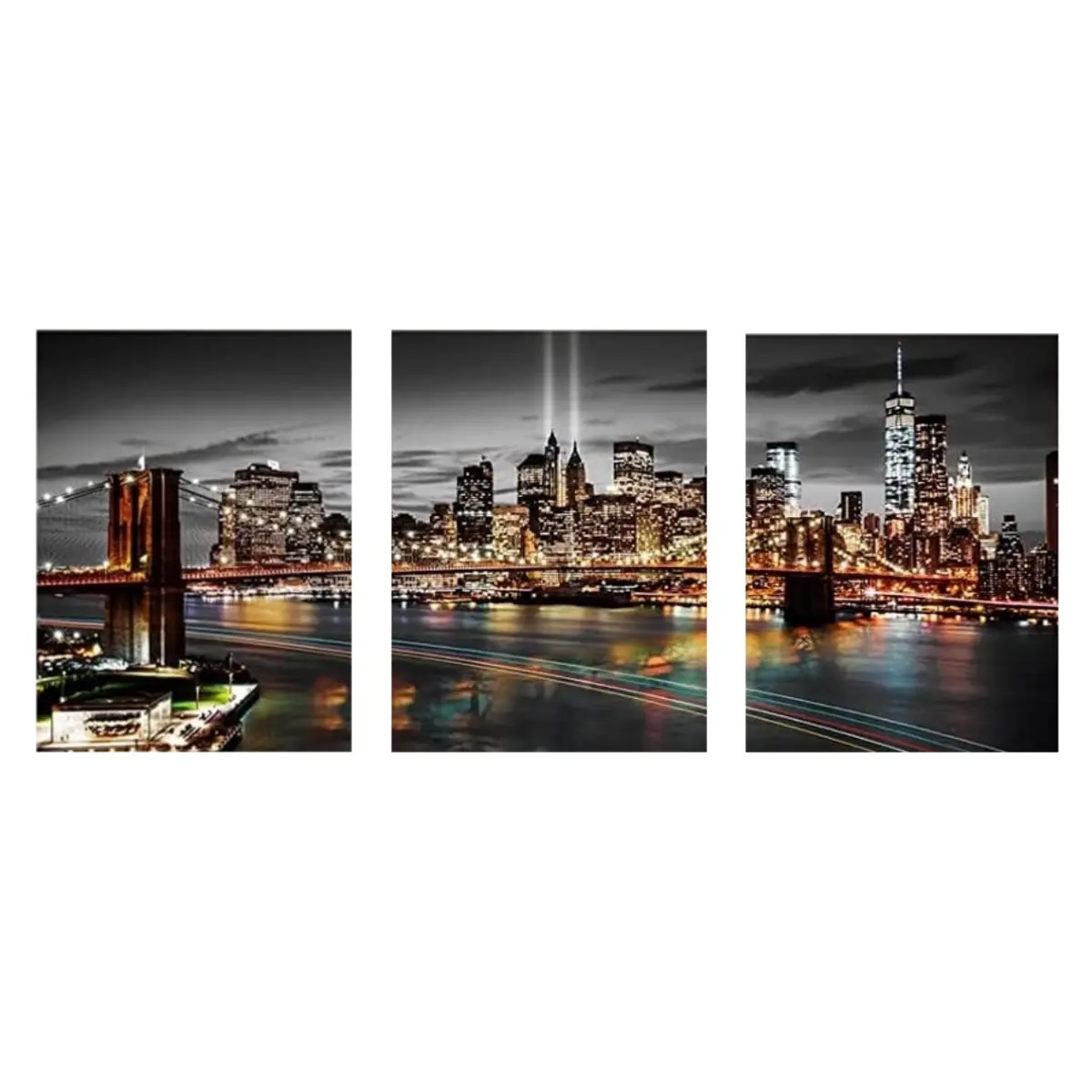 Framed Brooklyn Bridge Print - New York City Skyline Wall Art, Urban Landscape Decor, Suitable for Modern Living Room/Bedroom Home Decor, 36x16in, Ideal Gift