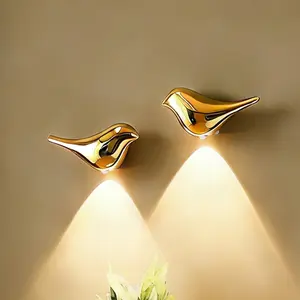 2-Pack Golden Bird Wall Lights, Cordless Motion Sensor Wall Light Indoor, Rechargeable Wall Sconces for Home Bedroom, Living Room, Hallway Night Light, Gift for Mom
