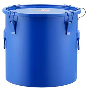 VEVOR Fryer Grease Bucket, 10 Gal Oil Disposal Caddy Carbon Steel Fryer Oil Bucket with Rust-Proof Coating, Oil Transport Container with Lid, Lock Clips, Filter Bag for Hot Cooking Oil Filtering, Blue Kitchen Utensils