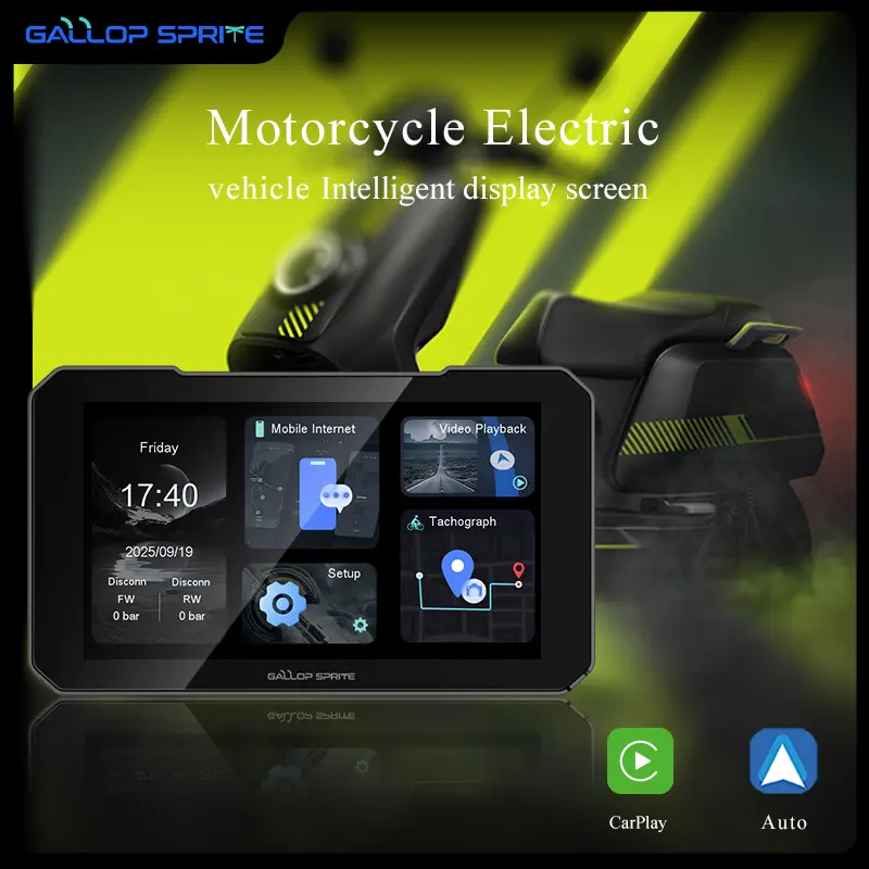 G5【Gallop Sprite】Motorcycle Dash Cam Dashcam GPS Navigation, HD Screen, Smart Touchscreen, Voice Control, Carplay & Android Auto, Wireless Bluetooth-compatible Projection